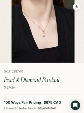 Pearl & Diamond Pendant Necklace - Gold